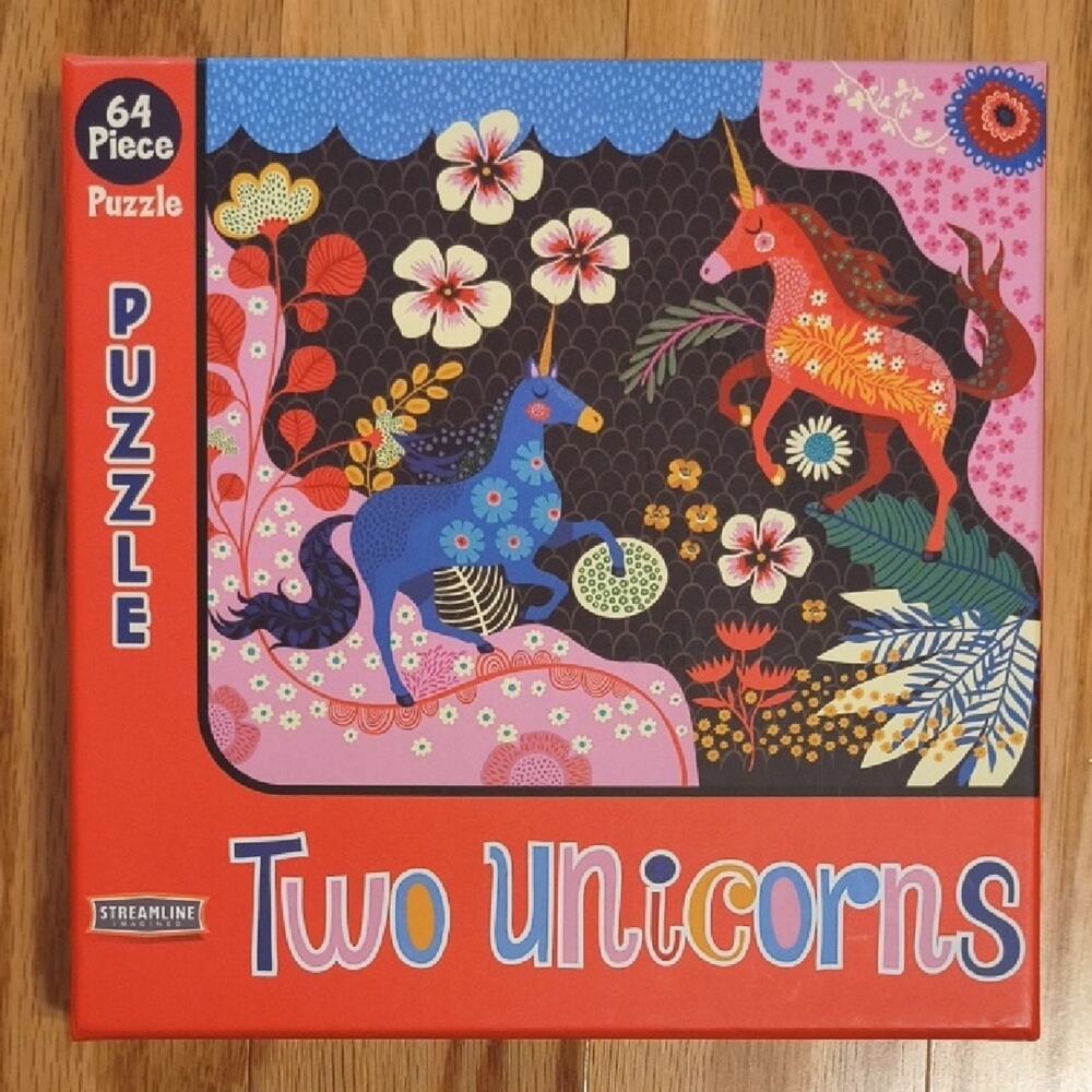 Streamline Imagined, Helen Dardjk Two Unicorns Puzzle - 64 Piece (EUC)